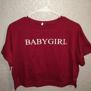 “BABYGIRL” maroon shirt